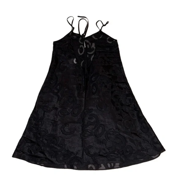 The Disney Catalog Black Spaghetti Straps Patterned Slip Dress Size M - Picture 3 of 6